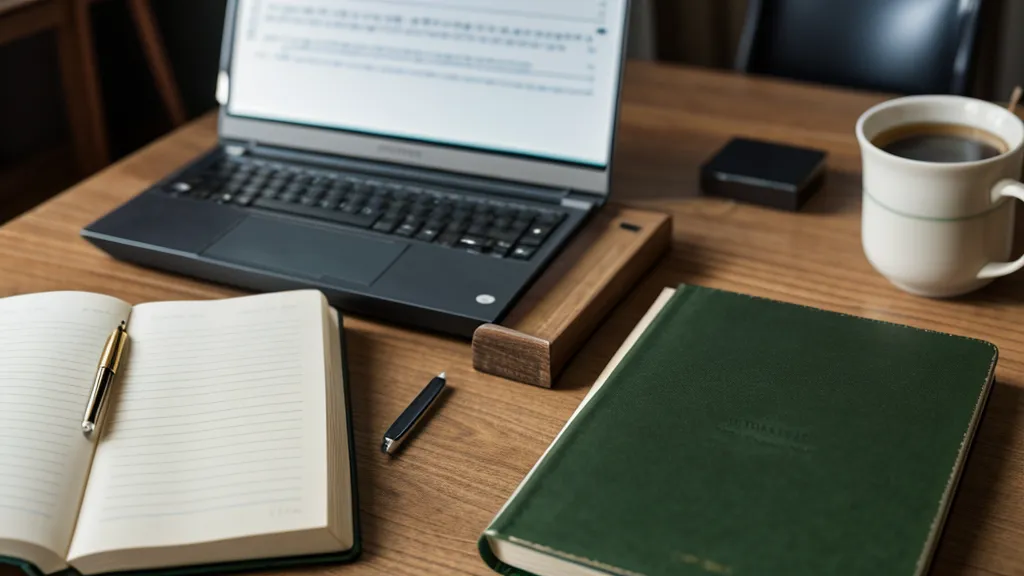 Cuaderno verde con notas manuscritas sobre plan de carrera y crecimiento profesional en una pyme.