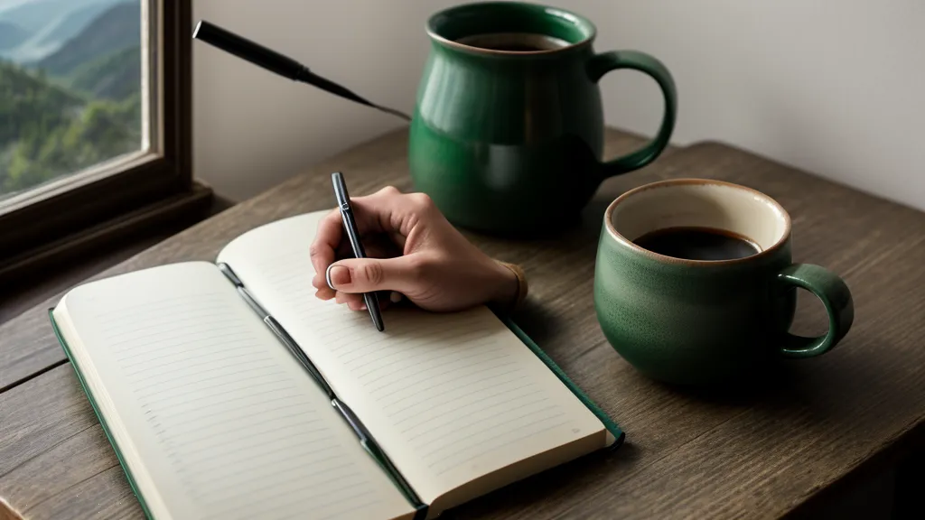 Liderazgo empático en la práctica: manos escribiendo notas de feedback en un cuaderno verde