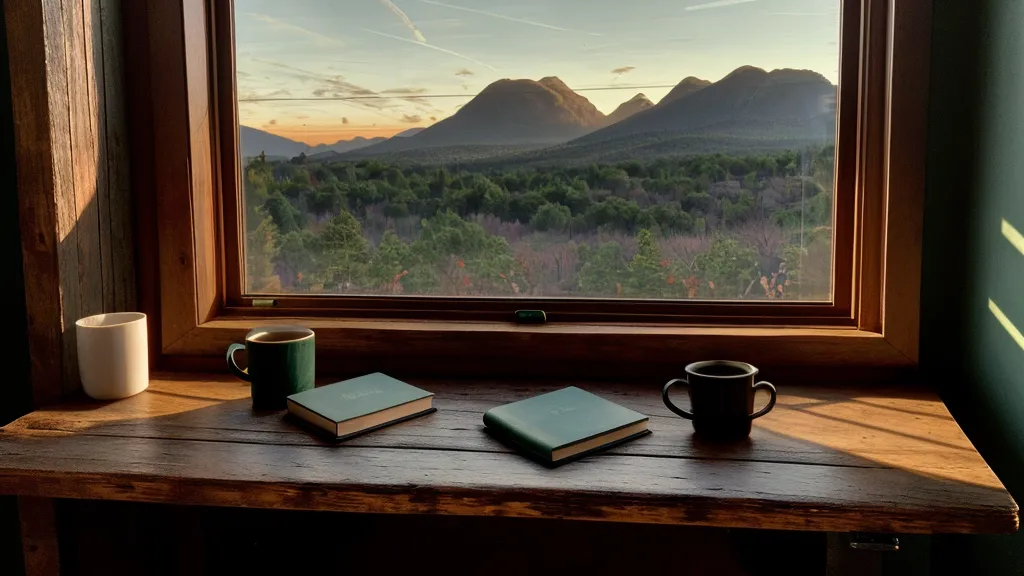 Cuaderno verde de notas junto a una taza de café, símbolo del liderazgo informal en el día a día