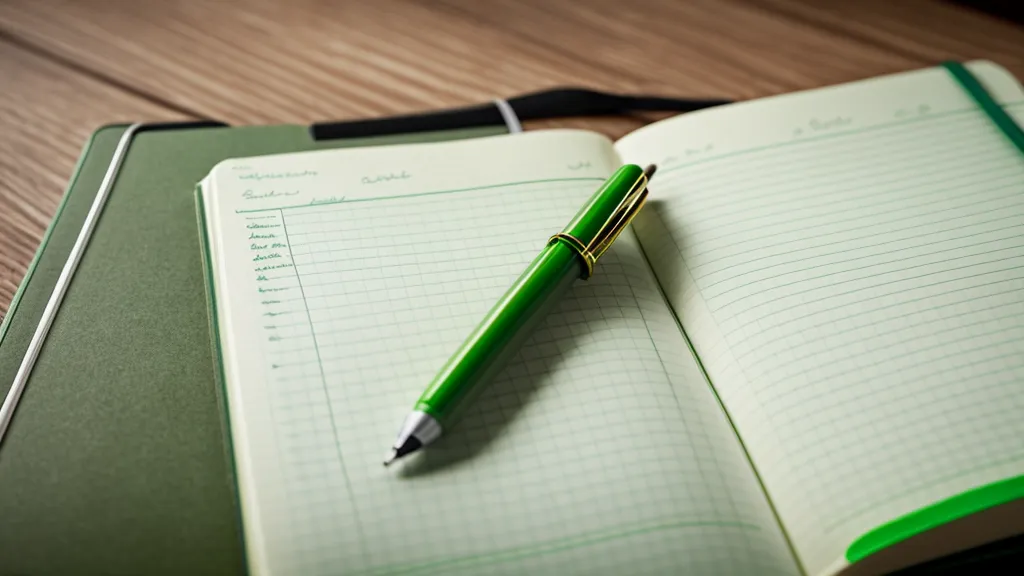 Mano escribiendo notas de mentoría accidental y liderazgo en agencias digitales en un cuaderno verde bajo luz cálida.