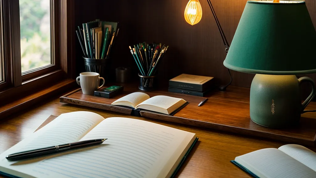 Primer plano de una mano sobre un cuaderno verde con una notificación de Slack borrosa al fondo, reflejo de la salud mental bajo la presión de estar siempre conectado