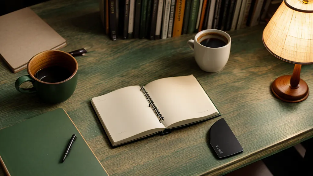 Manos escribiendo en un cuaderno verde de tapa dura durante una conversación difícil sobre liderazgo personal en el trabajo